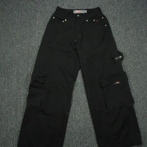 VINTAGE Kikwear Pants Men 28x32‎ Black KDUB Cargo Baggy Skater Wide Leg Rave Y2K